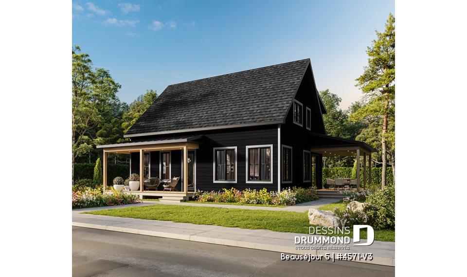 Vue avant - MODÈLE DE BASE - Farmhouse avec sous-sol fini (optionnel $), 2 à 5 chambres et 2 salles de séjour, parfaite pour familles - Beauséjour 5