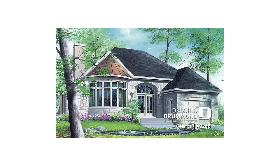 Vue avant - MODÈLE DE BASE - Modèle avec garage et options : 2 ch. ou une grande suite des maîtres  - Gélinas