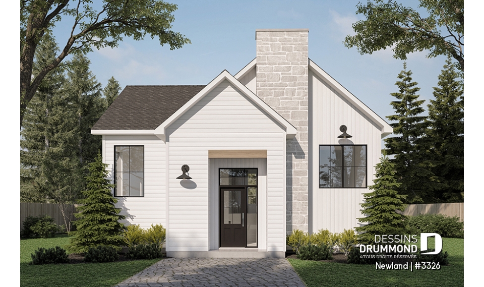 Vue avant - MODÈLE DE BASE - Maison split-level 1 à 3 chambres, superbe fenestration à l'arrière, sous-sol aménagé optionnel ($) - Newland