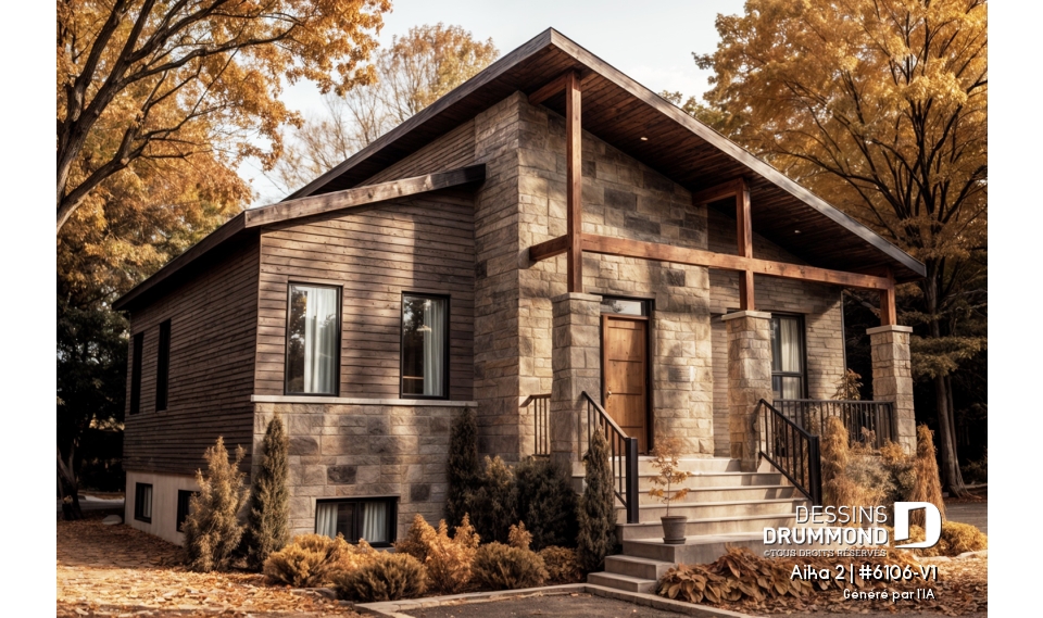Alternative - Modèle de maison de plain-pied avec sous-sol aménagé, 1 à 4 chambre, 2 salons, plafond à 9 pieds - Aika 2