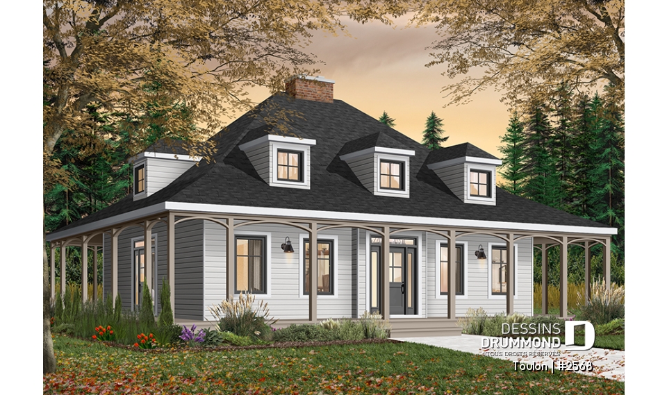 Vue avant - MODÈLE DE BASE - Maison 3 chambres avec suite des maîtres au rdc, aire ouvert, grande cuisine, patio couvert - Toulon