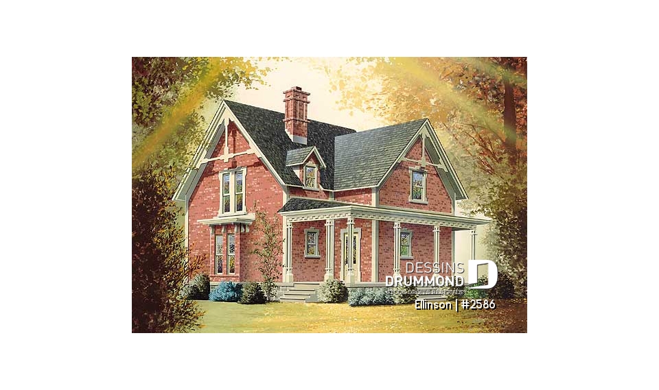 Vue avant - MODÈLE DE BASE - 3 chambres, 2 salles de bain, buanderie au rdc, cuisine, belle Victorienne - Ellinson