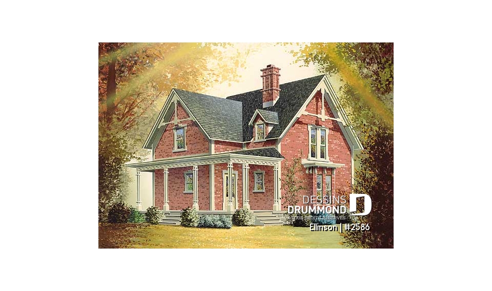 Vue avant - MODÈLE DE BASE - 3 chambres, 2 salles de bain, buanderie au rdc, cuisine, belle Victorienne - Ellinson