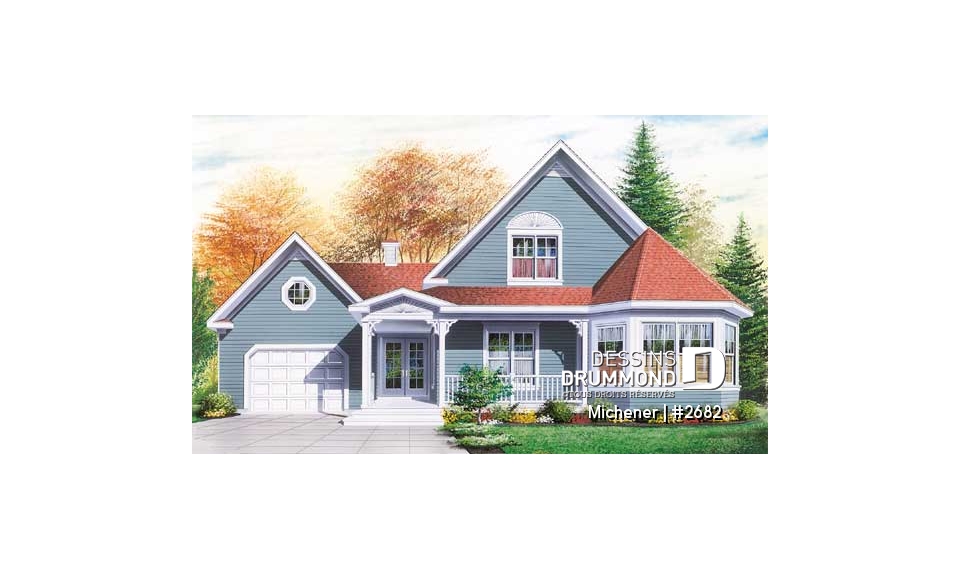 Vue avant - MODÈLE DE BASE - Maison inspiration victorienne, bureau à domicile à entrée privée, chambres avec walk-in, grand espace boni - Michener