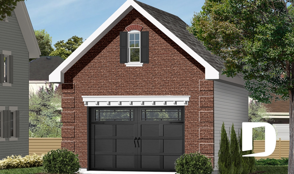 Vue avant - MODÈLE DE BASE - Plan de garage simple de style Européen avec espace de rangement - Vauban 3