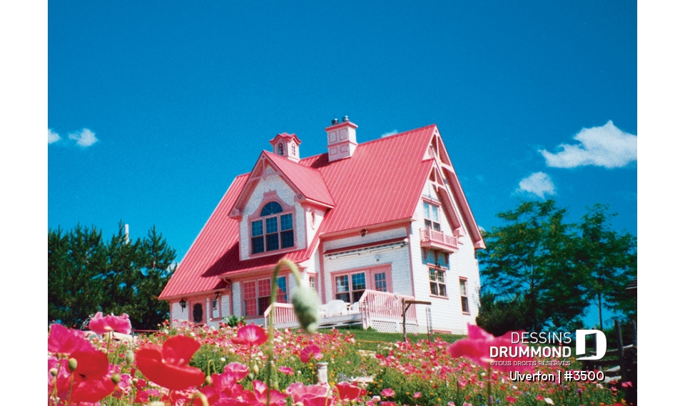 Vue arrière - MODÈLE DE BASE - Maison à étage champêtre rustique, 3 grandes chambres, boudoir en dînette, panoramique - Ulverton