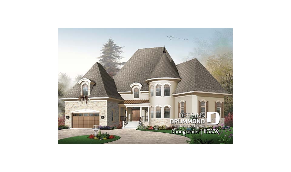 Vue avant - MODÈLE DE BASE - Imposante maison de 4 à 5 chambres, plafond 10' au rdc, cathédrale au salon, mezzanine, garage double - Changarnier