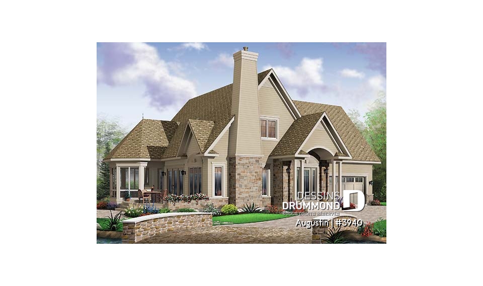 Vue avant - MODÈLE DE BASE - Superbe maison champêtre 3 chambres avec abri moustiquaire, grand espace boni, garage double - Augustin