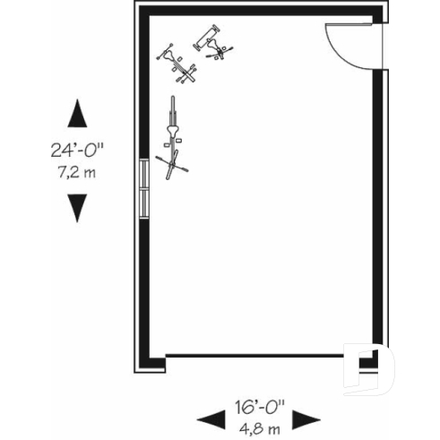 Rez-de-chaussée - Plan de garage style Victorien pour une voiture - La Villette