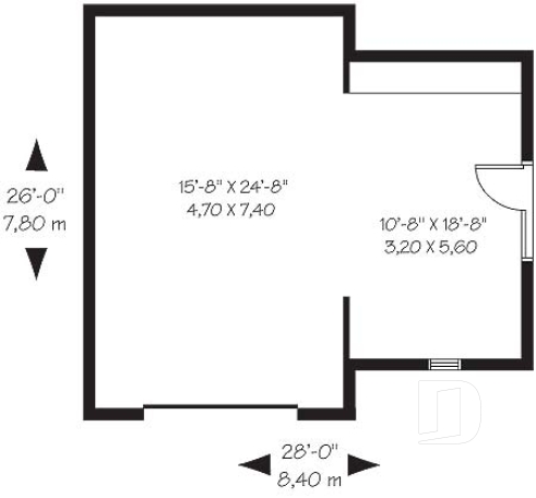 Rez-de-chaussée - Joli plan de garage simple de style champêtre avec coin jardinage ou atelier - Potter's Charm