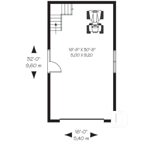 Rez-de-chaussée - Plan de garage simple deux étages de style Victorien et champêtre - Daunois