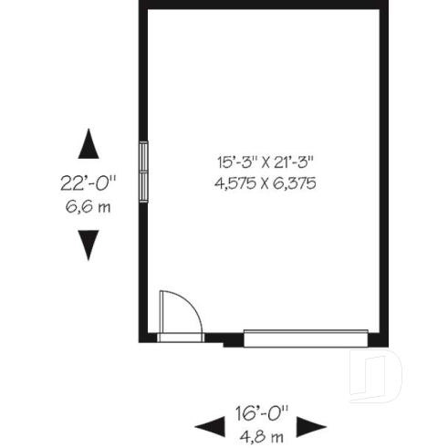 Rez-de-chaussée - Petit plan de garage détaché pour 1 voiture, style pouvant s'intégrer à tous les genres de maison - Lawson 2