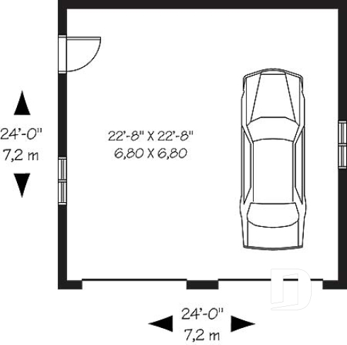 Rez-de-chaussée - Plan de garage double style champêtre, construction simple, portes de garage - Nordet