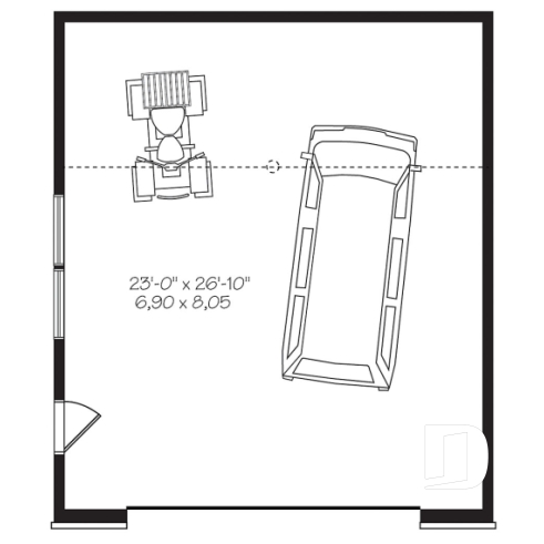 Rez-de-chaussée - Plan de garage contemporain/zen pour 2 voiture avec grande fenêtre et mezzanine pour rangement - Bourgogne 2 