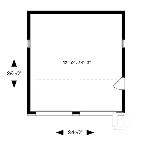 Rez-de-chaussée - Plan de garage pour 2 voitures, avec 2 portes de garage, accès latéral par une porte, 2 fenêtres - Nature Urbaine 4