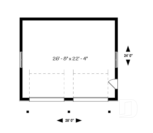 Rez-de-chaussée - Plan de garage double, style moderne rustique, plafond à 12 pieds. - Touareg
