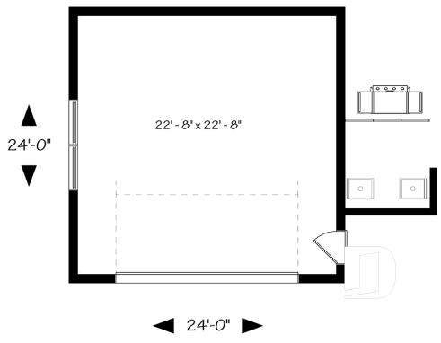 Rez-de-chaussée - Plan de garage double, de style moderne, avec secteur abritée pour BBQ et rangement - Chandler 3