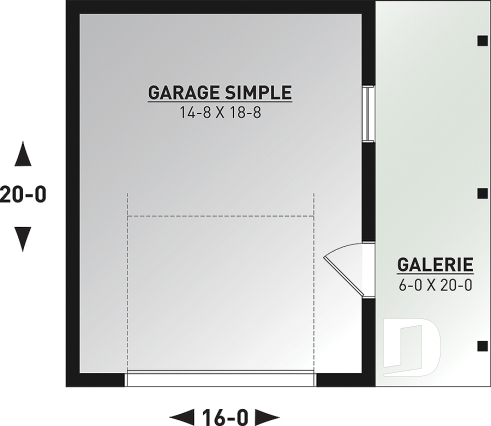 Rez-de-chaussée - Plan de garage une voiture, style farmhouse moderne, avec un appentis pour rangement bois - Simsbury