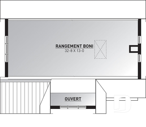 Rangement boni - Superbe plan de garage avec atelier, espace pour jardinage et poêle à bois. Rangement boni à l'étage. - Spruce