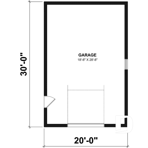 Rez-de-chaussée - Plan de garage simple de style farmhouse champêtre - Foresta