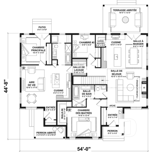 Rez-de-chaussée - Plan de maison bi-génération, 1 et 2 chambres, entrées séparées, plein sous-sol unité de droite - Colechester