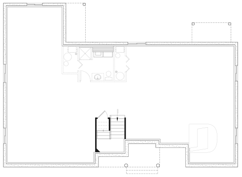 Sous-sol - Plan de maison intergénérationnelle, 2 grands logements, entrée commune, beau style champêtre - Doremi
