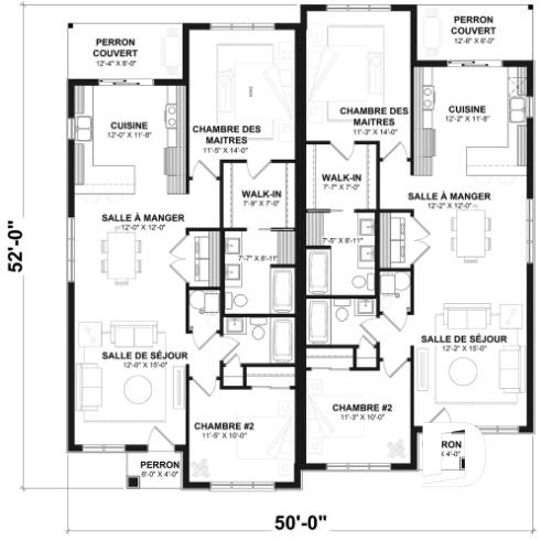 Rez-de-chaussée - Plan de jumelé sur dalle, chambre des maîtres avec walk-in et salle de bain privée, à aire ouverte, s-sol opt. - Ferguson