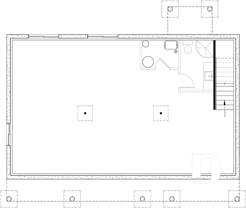 Sous-sol aménageable - Plan de plain-pied économique de 3 chambres avec grande salle de séjour, et coin buanderie au rez-de-chaussée - Gilbert 2