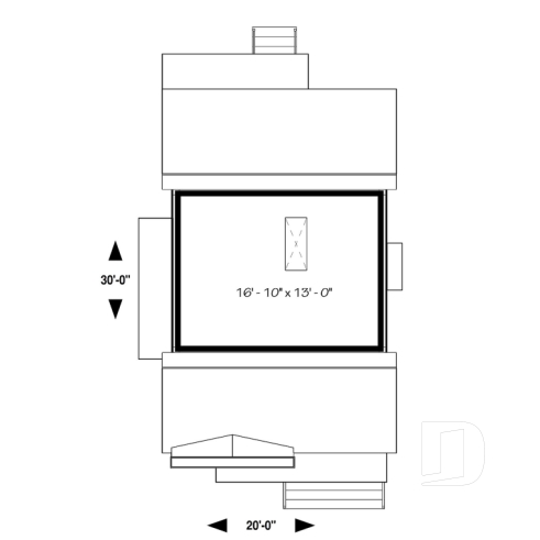 Rangement boni - Plan mini-maison 3 chambres, cuisine fonctionnelle, aire ouverte, abri moustiquaire au balcon arrière - Iris
