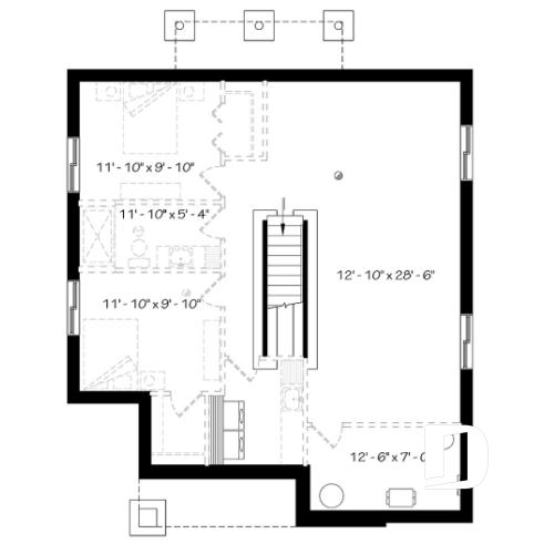 Sous-sol - Maison de style moderne rustique, plafond à 9', plancher à aire ouverte, cuisine avec garde-manger, 2 chambres - Camille