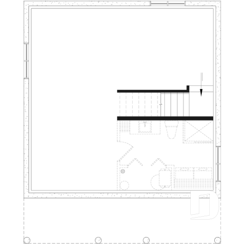 Sous-sol aménageable - Plan de chalet moderne 4 saisons – 2 à 4 chambres, sous-sol modulable et poêle à bois - Le Relais 3
