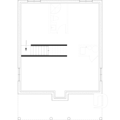 Sous-sol aménageable (Optionel $) - Plan de petite maison ou chalet moderne, joli balcon abrité, 2 chambres, foyer central et aire ouverte - Bonzai