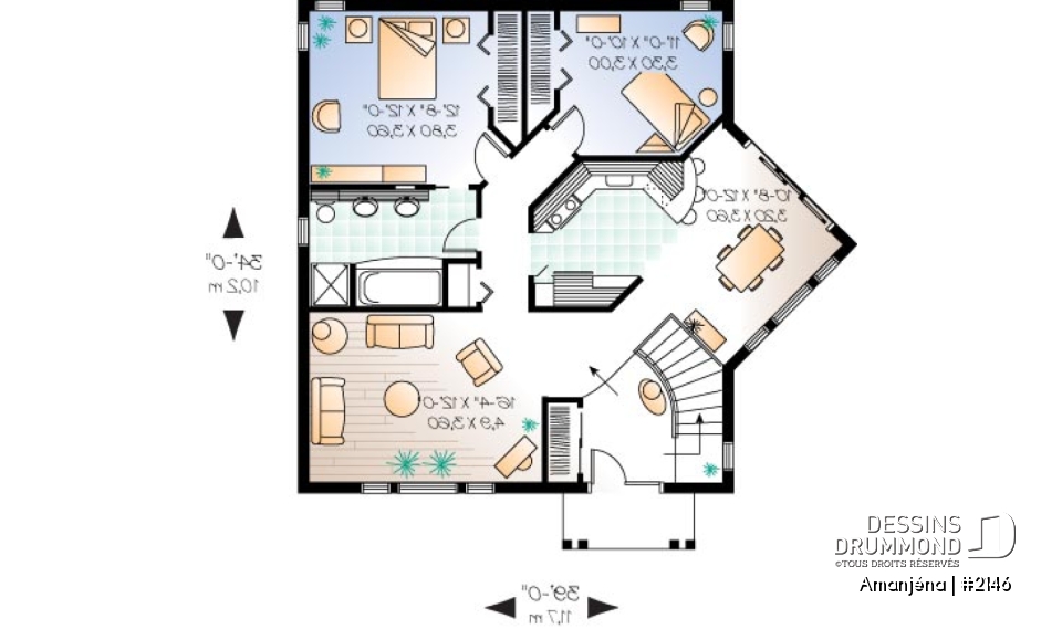 Rez-de-chaussée - Plain-pied champêtre, 2 chambres, portes coulissantes, belle fenestration, plafond cathédral - Amanjéna