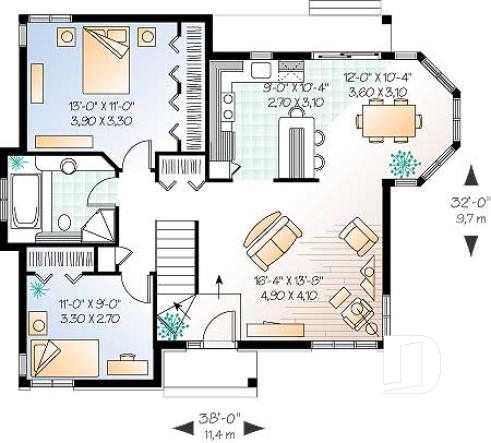 Rez-de-chaussée - Petite maison champêtre 2 chambres, cuisine et salle à manger tout en lumière naturelle - Andrew