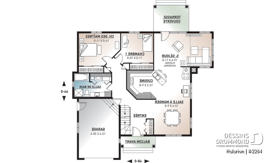 Rez-de-chaussée - Modèle champêtre, grand espace boni, plafond cathédrale, garage - Halarion