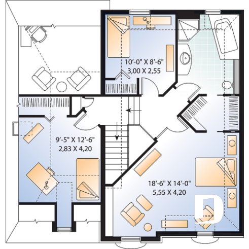 Étage - Maison victorienne, grande suite des maîtres, 3 chambres, bureau à domicile ou salle de jeux, garage - Versaille 2