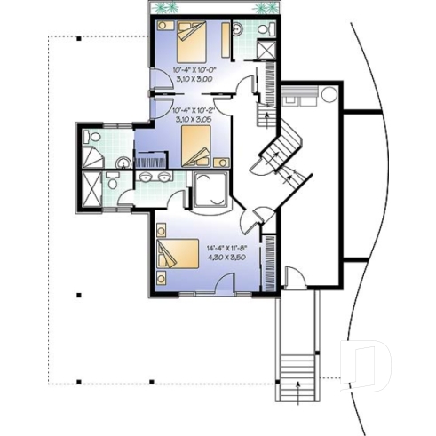 Sous-sol - Plan de chalet 3 chambres, 3.5 salles de bain, aire ouverte, 2 salons, foyer central, grande terrass - Louisiana