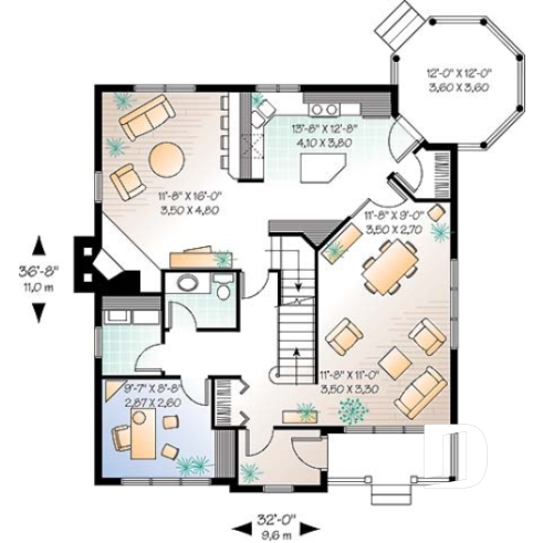 Rez-de-chaussée - Cottage champêtre de 3 chambres et bureau à domicile, 2 séjours, foyer, gazebo - Lilas