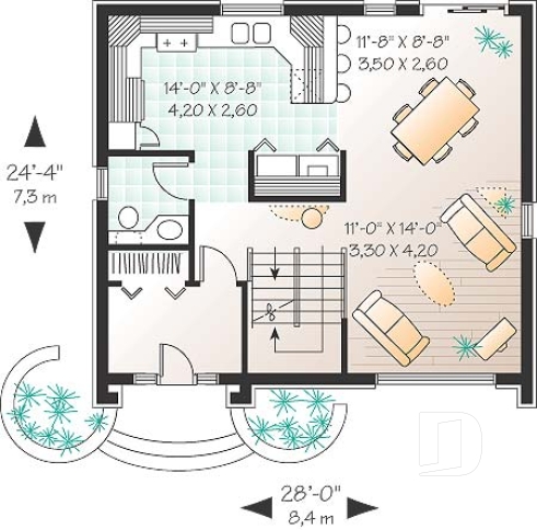 Rez-de-chaussée - Modèle Européen, 3 chambre, grande entrée fermée avec garde-robe, espace ouvert - Marquise