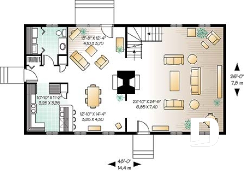 Rez-de-chaussée - Maison de style Normand ancestral, 4 chambres, espace ouvert, 2 séjours, foyer central - Philibert