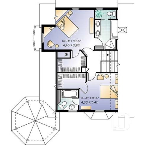 Étage - Jolie maison champêtre avec 3 chambres dont suite des maîtres & ch. invités, foyer mitoyen et balcon - Seigniory