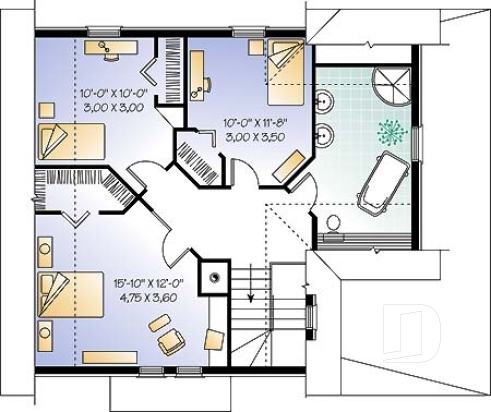 Étage - 3 chambres, 2 salles de bain, buanderie au rdc, cuisine, belle Victorienne - Ellinson