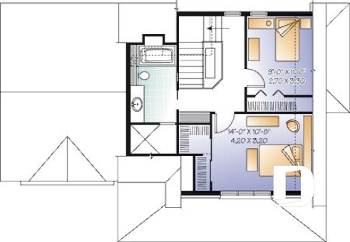 Étage - Plan champêtre, 2 chambres,  garage, salon chaleureux avec foyer - Napoléon 2