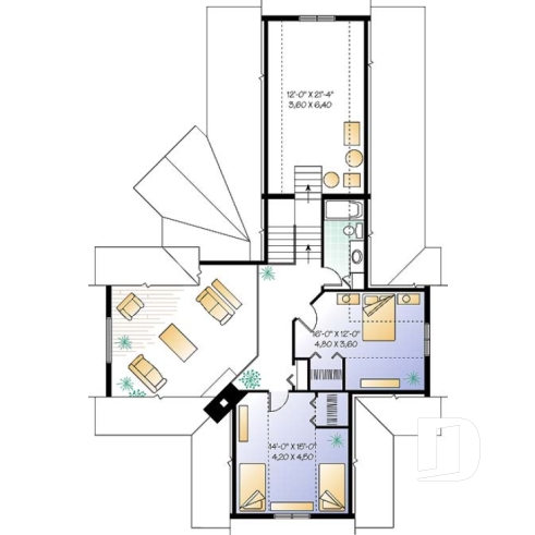 Étage - Chalet, garage double, salle à manger avec vue panoramique, 3 à 4 chambres, fondation dalle - Orléans