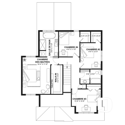 Étage - Maison avec garage, 3 chambres + un bureau, suite parentale à l'étage, foyer au bois et garage simple - Léana 2