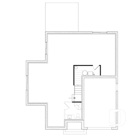 Sous-sol aménageable - Maison avec garage, 3 chambres + un bureau, suite parentale à l'étage, foyer au bois et garage simple - Léana 2