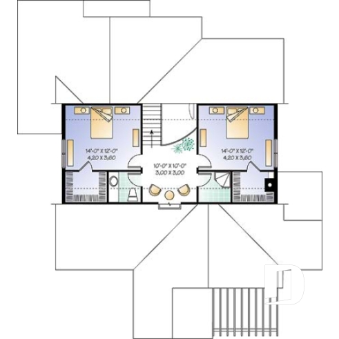Étage - Plan de maison 3 chambres, style chalet, suite des maîtres avec accès au spa, grand salon, bel aménagement - Monticello