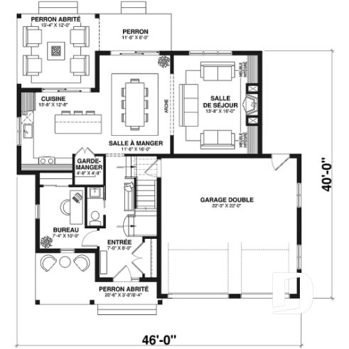 Rez-de-chaussée - Spacieuse Farmhouse 4 à 6 chambres, sous-sol aménagé optionnel ($), garage double, salle de jeux, bureau - Duvernay 4