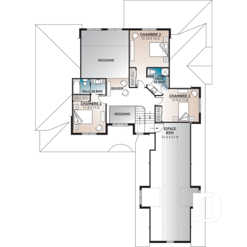 Étage - Maison farmhouse 4 à 5 chambres, garage triple, grand patio couvert, garde-manger, 2 foyers, suite des parents - Millia