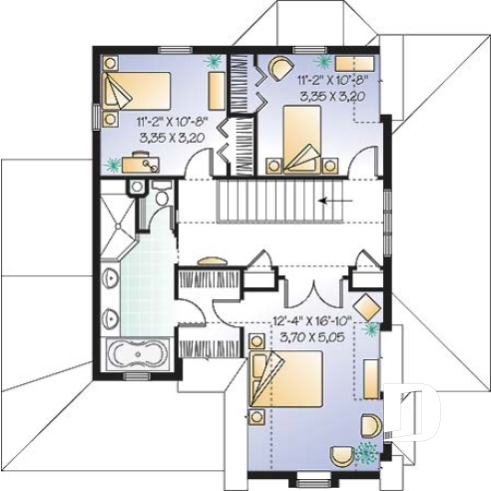 Étage - Maison champêtre, coin déjeuner, aire ouverte, garage simple, 3 chambres - Violane